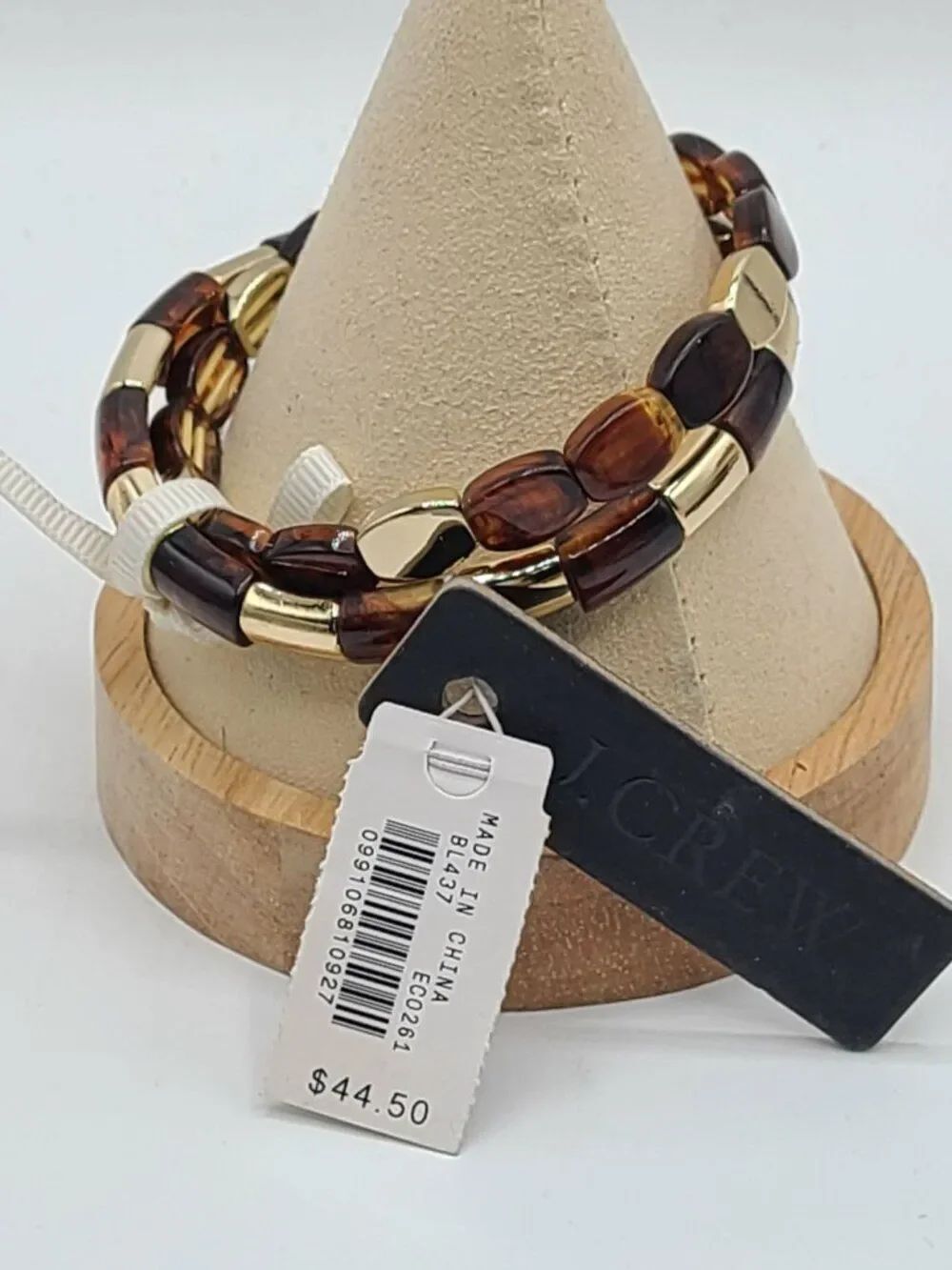 J Crew Tortoise Gold Tone Stretchy (2) Bracelets NWT